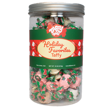 Taffy Town Holiday Favorites Taffy 18 oz gift canister - Christmas Salt Water Taffy Flavors
